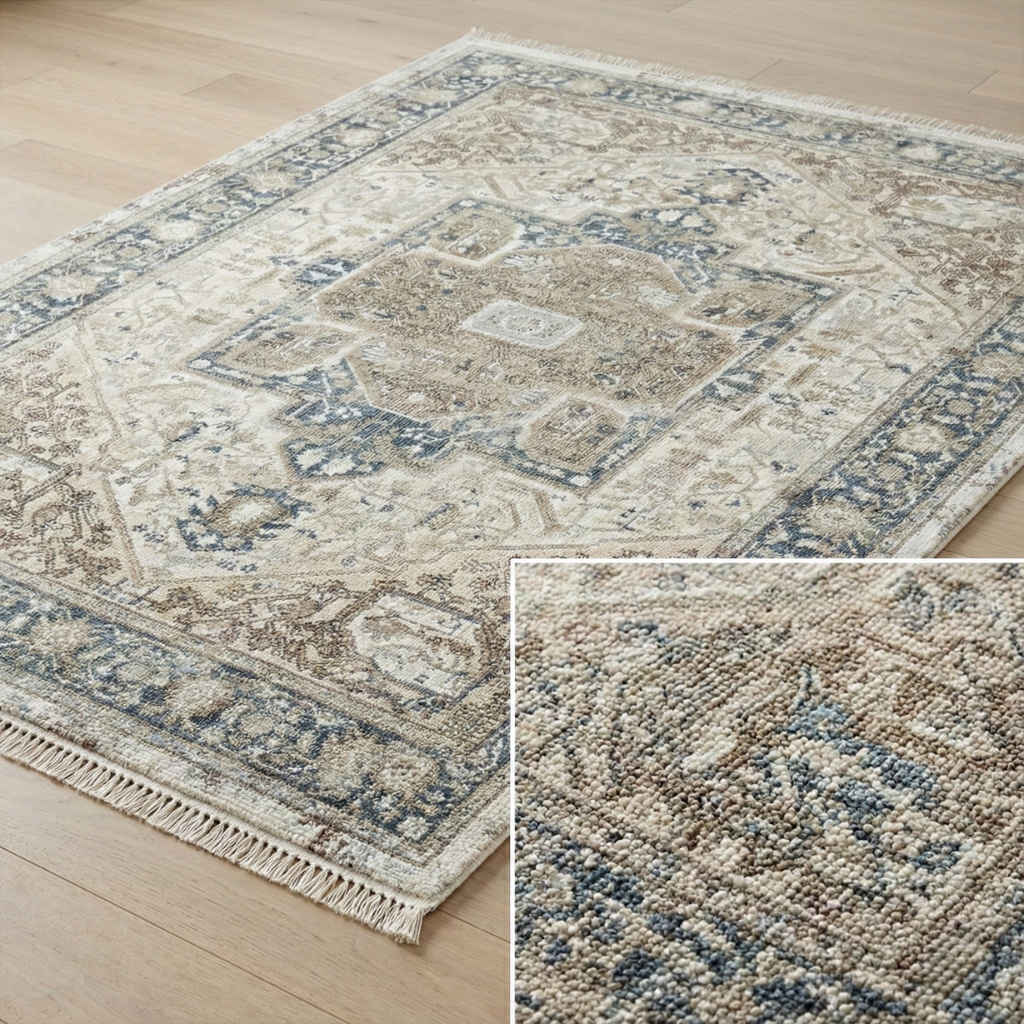 Tapis Persan Classique – Motifs Traditionnels & Tons bleu et beige – 160×230cm