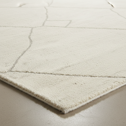 Tapis Berbère Beni Ouarain – Losanges minimalistes gris – Fond Crème – 160x230 cm