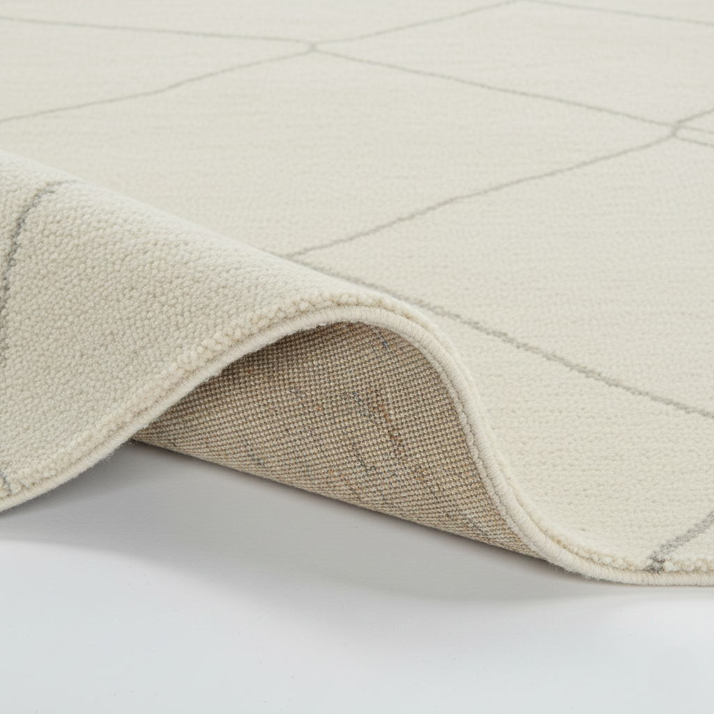 Tapis Berbère Beni Ouarain – Losanges minimalistes gris – Fond Crème – 160x230 cm