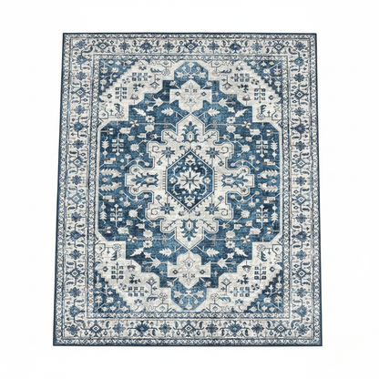 Tapis Persan Classique – Motifs orientaux bleu & ivoire – 160×240 cm