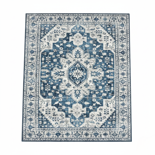 Tapis Persan Classique – Motifs orientaux bleu & ivoire – 160×240 cm