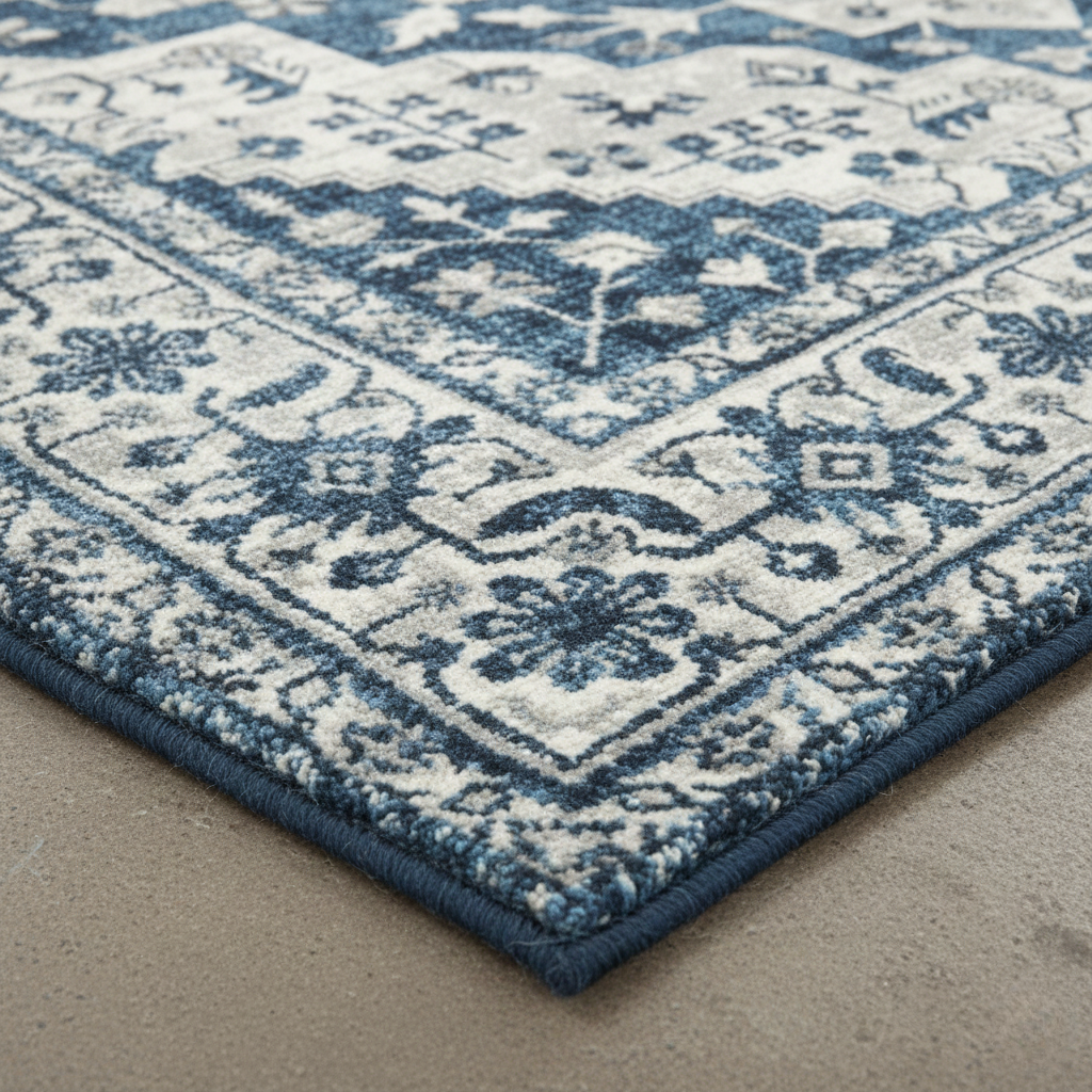 Tapis Persan Classique – Motifs orientaux bleu & ivoire – 160×240 cm