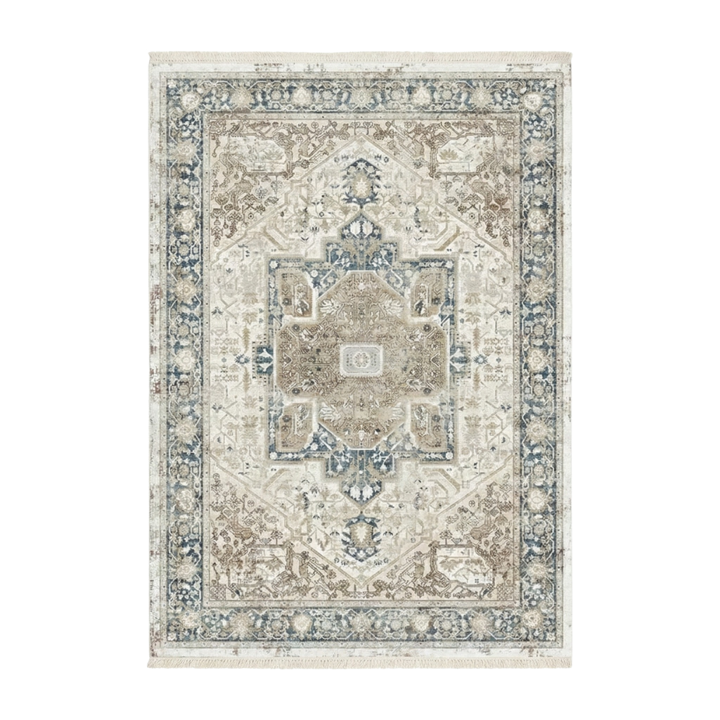 Tapis Persan Classique – Motifs Traditionnels & Tons bleu et beige – 160×230cm