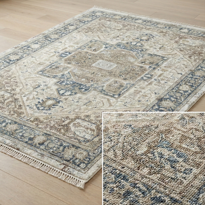 Tapis Persan Classique – Motifs Traditionnels & Tons bleu et beige – 160×230cm
