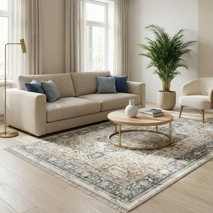 Tapis Persan Classique – Motifs Traditionnels & Tons bleu et beige – 160×230cm